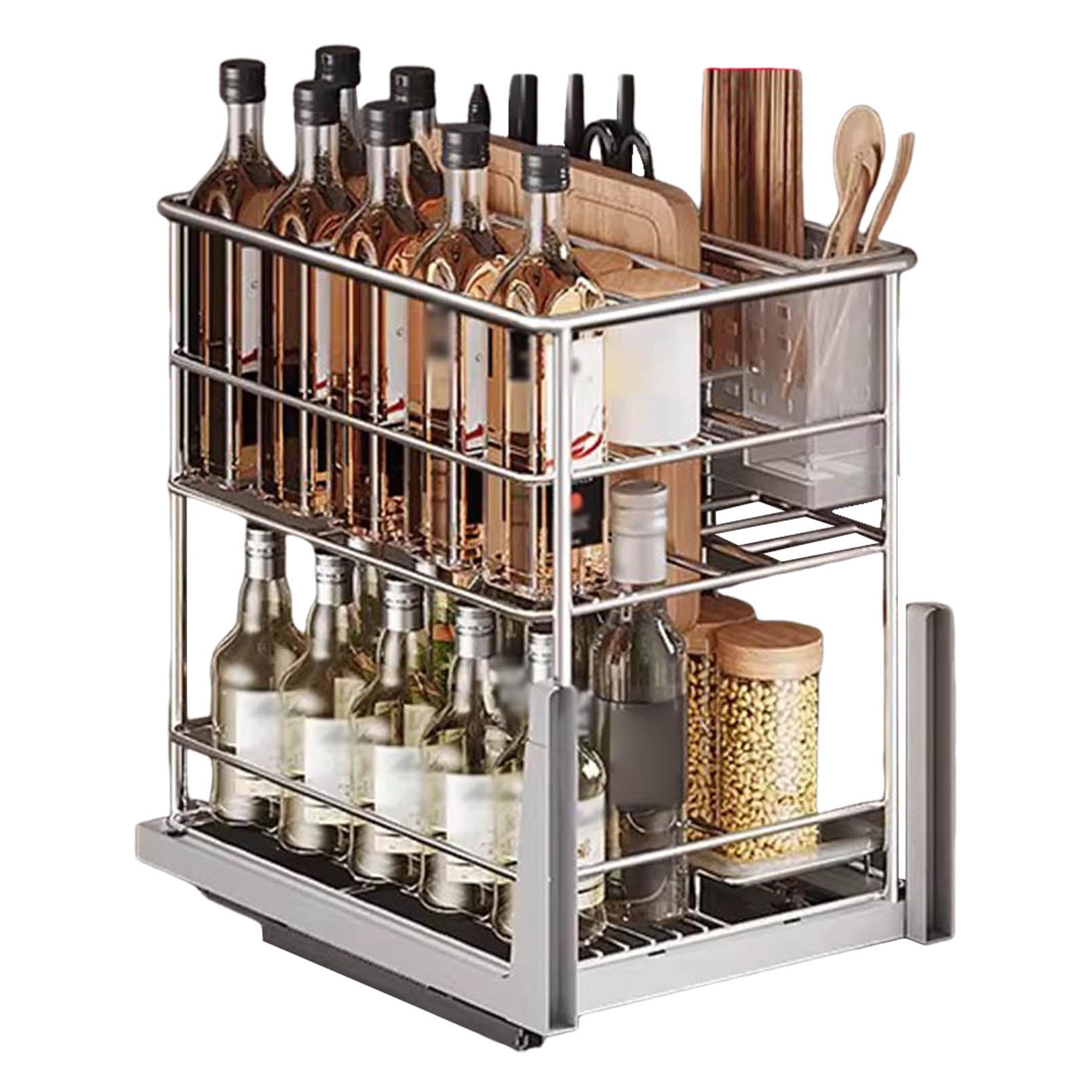 Organisateurs d'armoire coulissants anti-désordre pour placard de cuisine