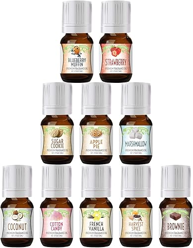 Good Essential Sweet Scents - Juego de aceites aromáticos  Paquete de 10 aceites de regalo navideños a granel para difusores de aromaterapia,
