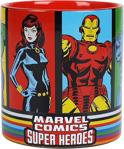 Miniatura 1 de Bioworld Marvel Multi Character - Taza de cerámica negra de 16 onzas