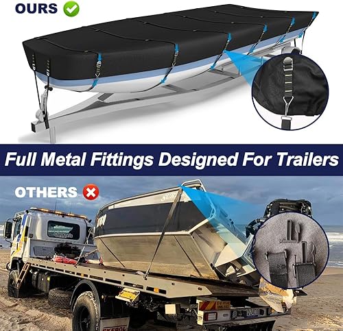 Miniatura 3 de Jon Boat de grado marino 800D, resistente a la decoloración y al desgarro, resistente al agua y protección UV, con correas de hebilla de metal