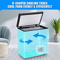 Vista 5 de Congelador de pecho de gran capacidad (hasta -11.2 ℉) con dos cestas extraíbles independientes, color negro, tamaño compacto para el hogar, cocina