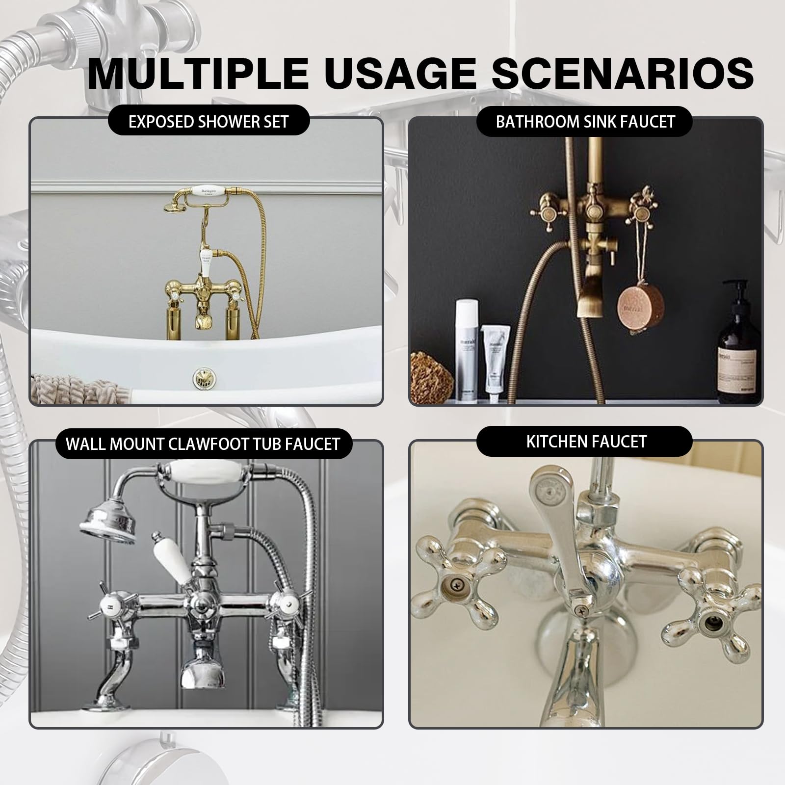 Conector Masculino de Latón para Baño Ducha con Brazo Giratorio Ajustable y Reductor Excéntrico - Adaptación de la Distancia de Mezclador de 1/2 a 3/4 Pulgadas, Anticorrosión y Fácil Instalación — view 5