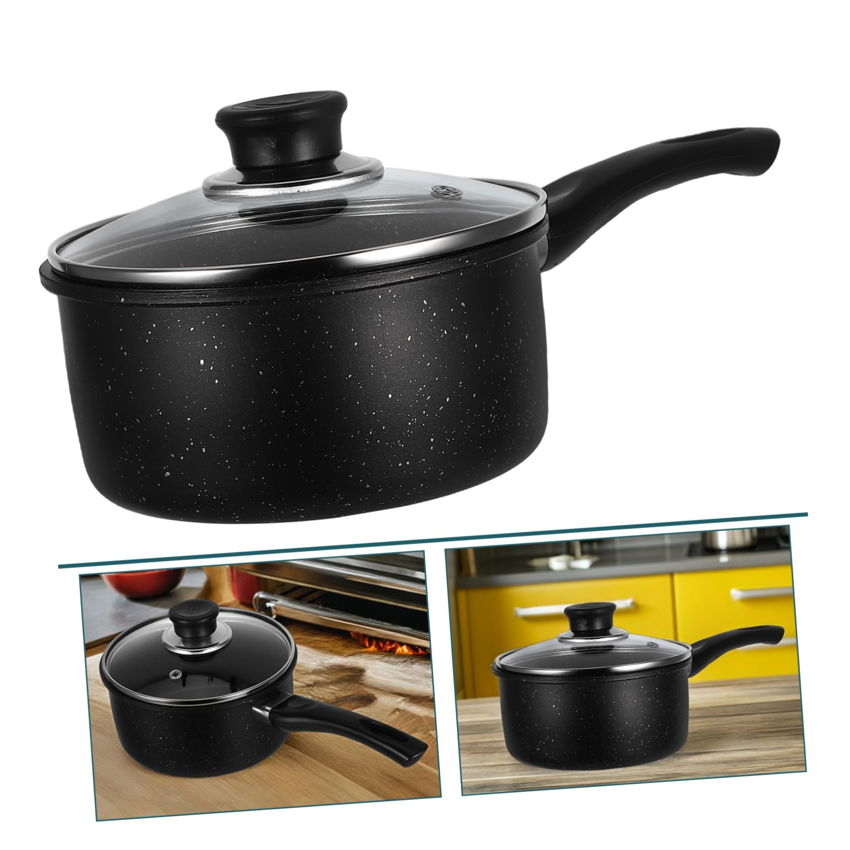 POPETPOP Piccola Casseruola Antiaderente in Maifanstone, Piccola Pentola Nera Multifunzione e Leggera per Cucina, per Latte e Salse