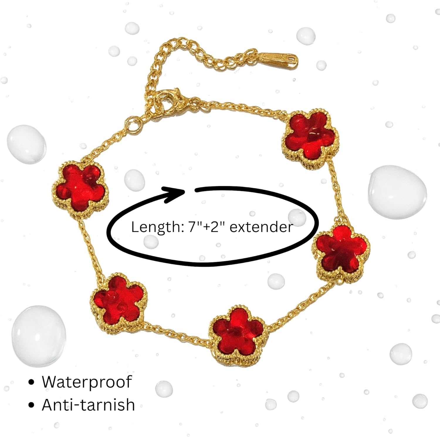 Clover Bracelet for Women - 18K Gold Plated Waterproof Stainless Steel Four Leaf Flower Bracelet - Mother of Pearl Lucky Flower Design - Adjustable Trendy Jewelry Gifts - Image 3