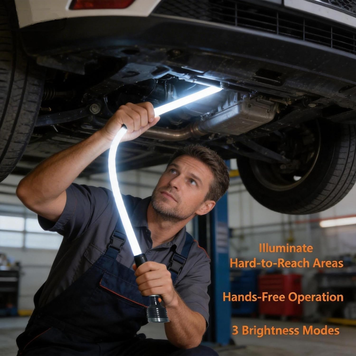 Flexible LED Work Light, Multi-Function Bendable LED Flashlight, Rechargeable High-Lumen Work Light