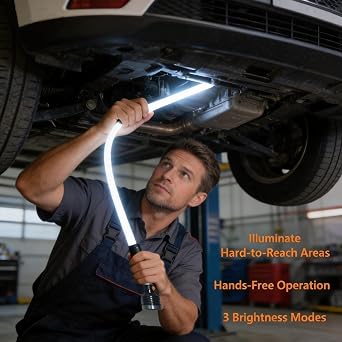 Flexible LED Work Light, Multi-Function Bendable LED Flashlight, Rechargeable High-Lumen Work Light