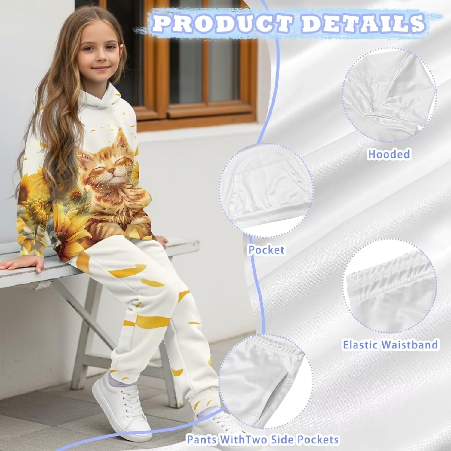 Renewold Girls Long Sleeve Tracksuits Kids Hoodie Sweatshirt and Jogger Sweatpants 2 Piece Set Sweatsuits Clothing Sets