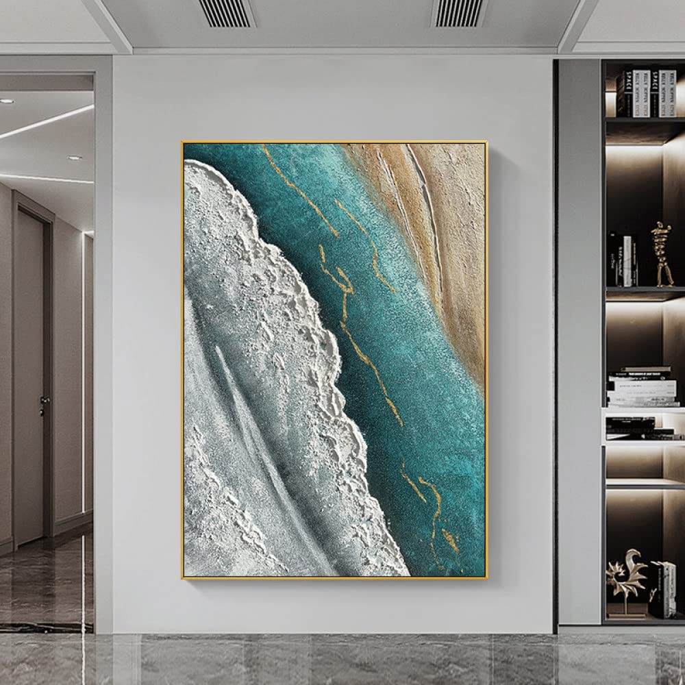 Toile mur art vagues bleu pour revitaliser un mur vide