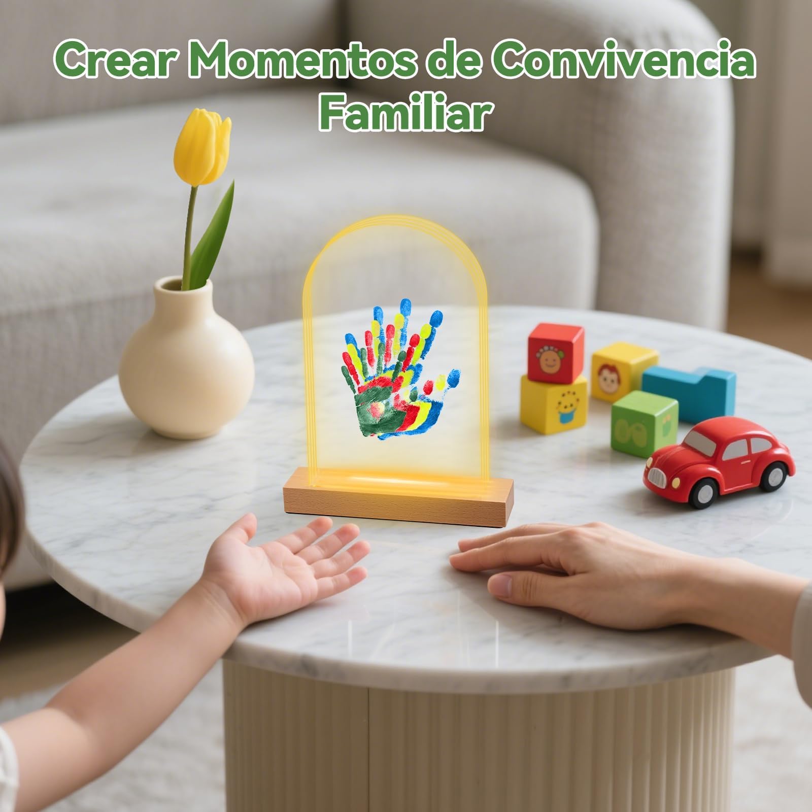 Nabance Kit de Marcos para Huellas Ovaladas con Luz LED(4 Huellas), Set Marco de Huellas Bebe Recien Nacido y Toda la Familia, Recuerdos Familiares DIY, Regalo de Bautizo Niño/Día de la Madre/Navidad — view 6