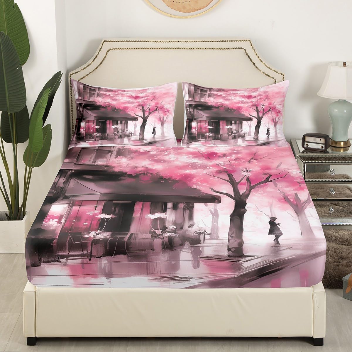 jejeloiu Red Black Kiss Bed Sheets Set Feminine Red Lips Fitted Sheet for Kids Boys Girls Teens Room Decor Lips Print Sexy Mouth Decor Bedding Set Full Size 3Pcs Breathable Soft Lightweight Microfiber