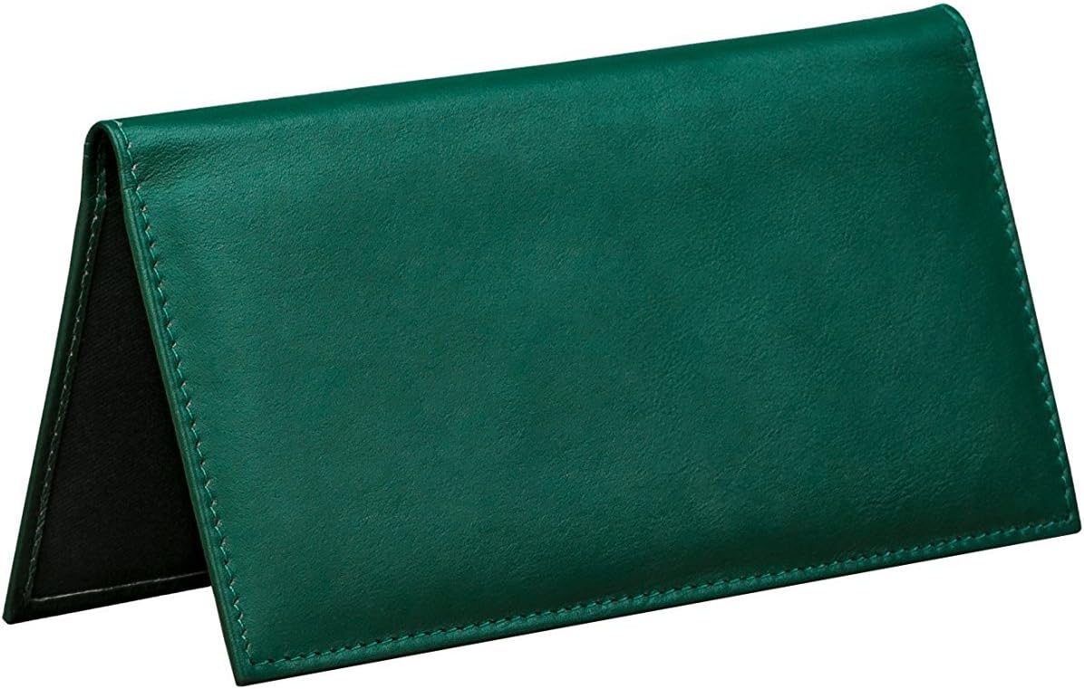 Dwellbee Leather Checkbook Cover with Register Holder and Carbon Copy Divider Cowhide Leather, Green Cowhide