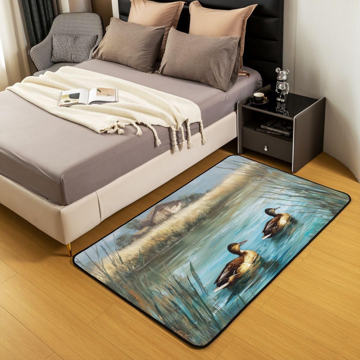 Homewish Tapis Salon 100x150cm Nœud Papillon Bleu Tapis Chambre Peinture à l'huile Tapis Sol Nœud Girly Mignon Décoration D'Intérieur Lodge de Cabine