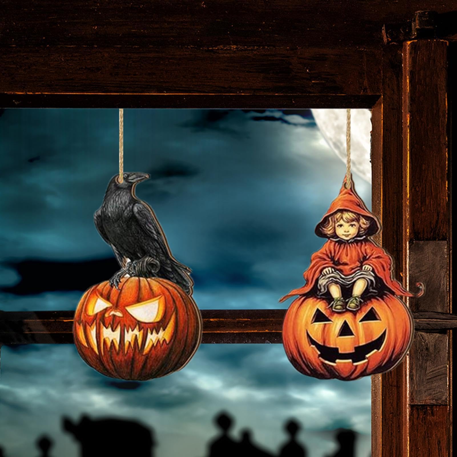 Amazon.co.jp: Misaakoeq 小さなハロウィンオーナメント | 木製ツリー