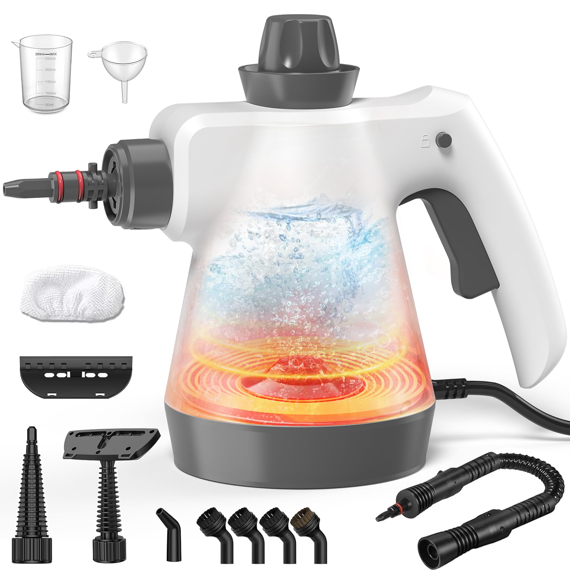 Steam Cleaner Pressurized Handheld Steam Cleaner for Home with 12pcs Accessories Safety Lock Multi-Surface Powerful Natural Steamer for