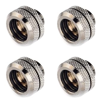 Bitspower G1/4" to Enhance Multi-Link Fitting for 14mm OD Rigid Tubing, Black Sparkle, 4-Pack