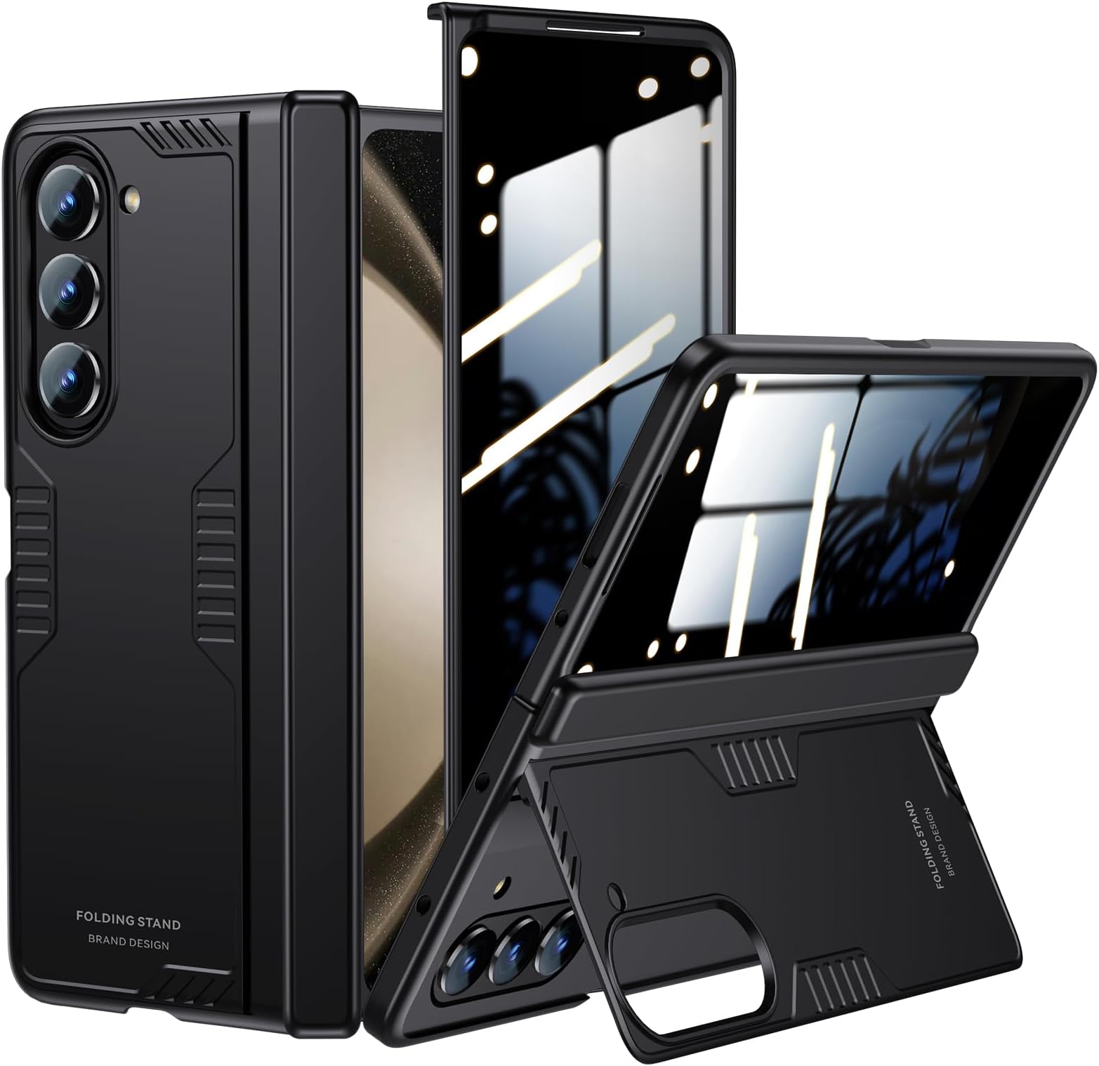 For Galaxy z-Fold-5 Stand Slim Case: [Privacy Screen Protector] [Hidden Kickstand] [Wireless charging] [Hinge Protection] Thin Lightweight Design Matte Hard PC Phone cover for Samsung z fold 5 5G 2023