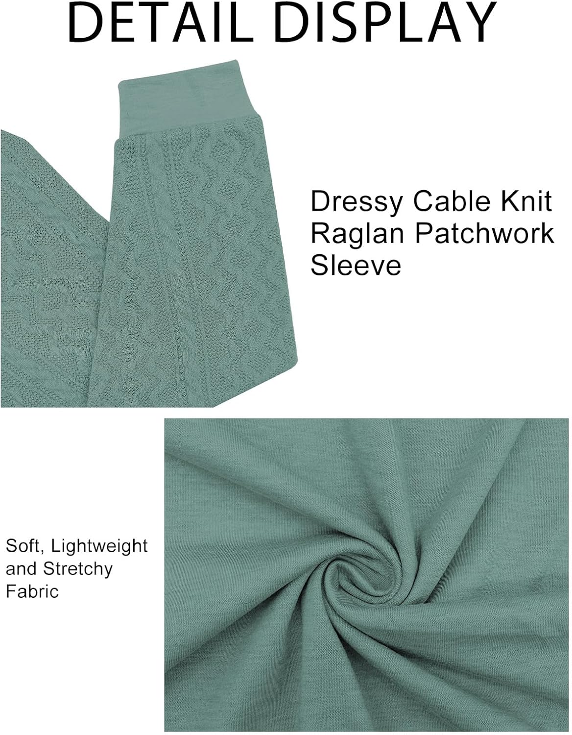 VISLILY Womens-Plus-Size-Sweatshirts Trendy Raglan Cable Knit Long Sleeve Shirts Casual Crewneck Pullover Tunic Tops XL-5XL - Image 4