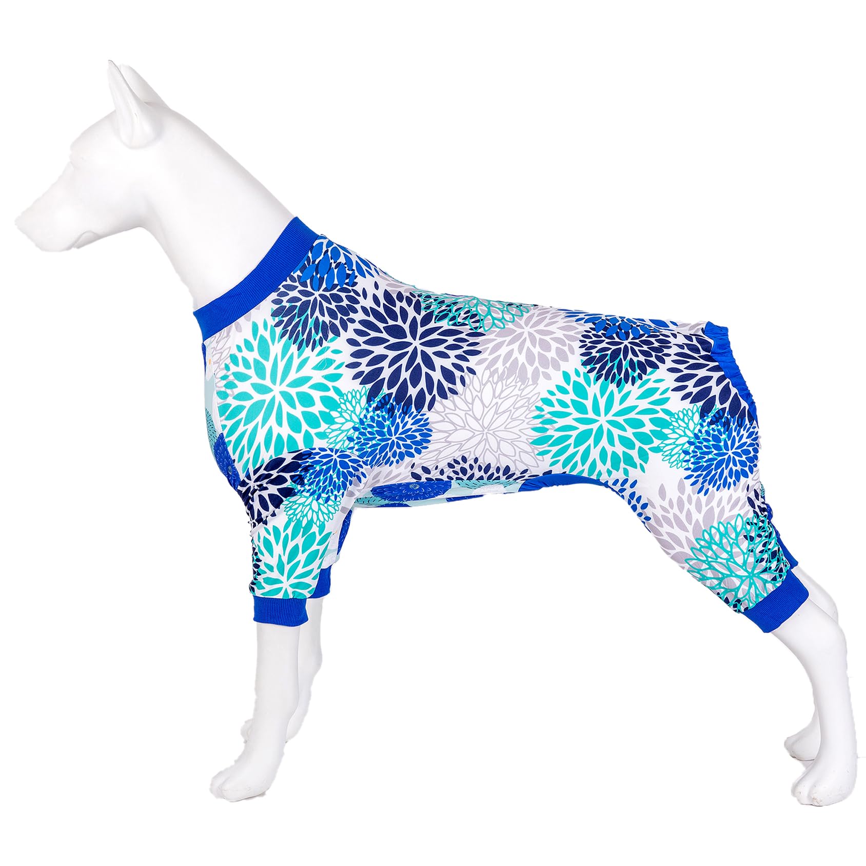 LovinPet Giant Dogs PJS Bodysuit, Pet Pajamas for Dogs, Abstract Geometric Print, Pitbull Clothes, Large Dog Jammies, Pitbull Onesie, Lightweight Pullover Dog Pajamas, Medium