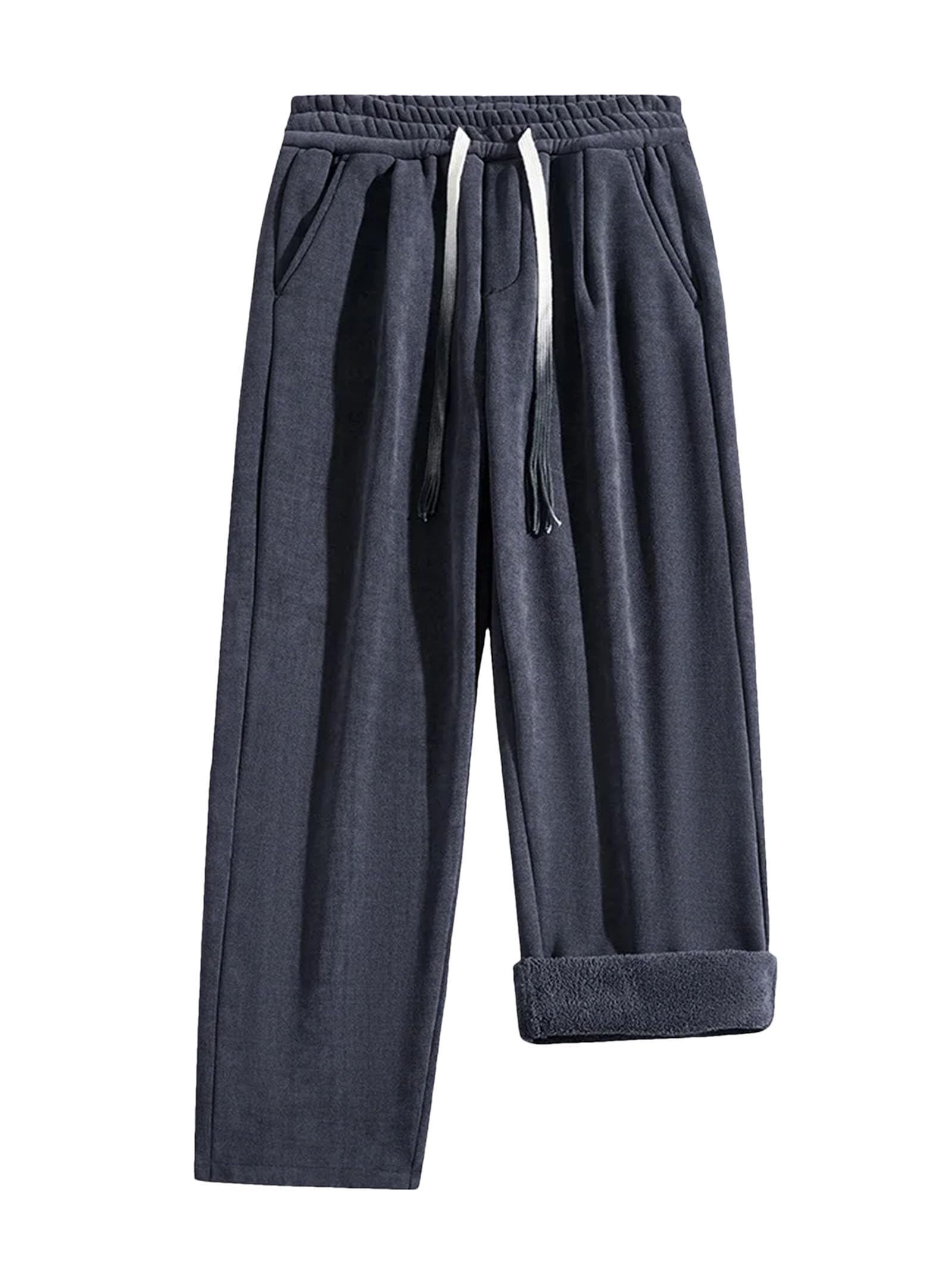 Dcvmvmn Mens Winter Thick Warm Fleece Sweatpants Loose Elastic Waist Wide Leg Straight Trousers Male Jogger Pants