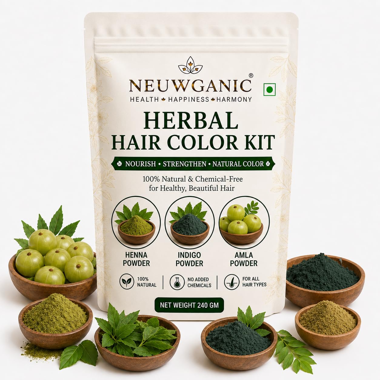 Herbal Hair Color Kit with Henna, Indigo & Amla Powder | Natural Black-Brown Hair Dye | Grey Hair Coverage | Chemical-Free Herbal Hair Color-image-25