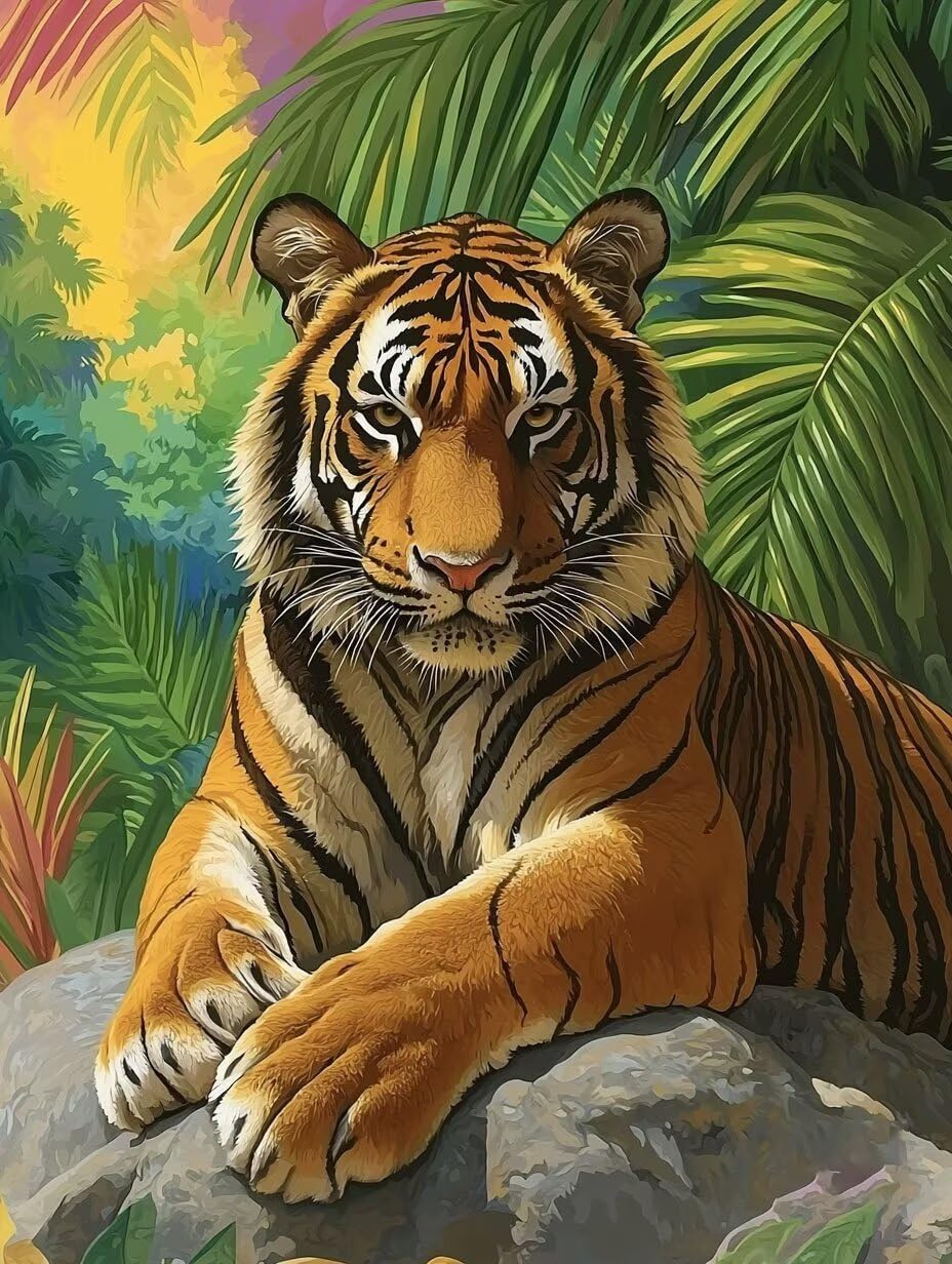 WEISHIWE Dipingere con i Numeri Adulti Tigre nella giungla, 80x100cm s-123 | Paint by Numbers Kit con Pennelli e Acrilico Pigmento, Fai da te Olio La Pittura di Numeri Kit, Decora la Casa, senza Cornice