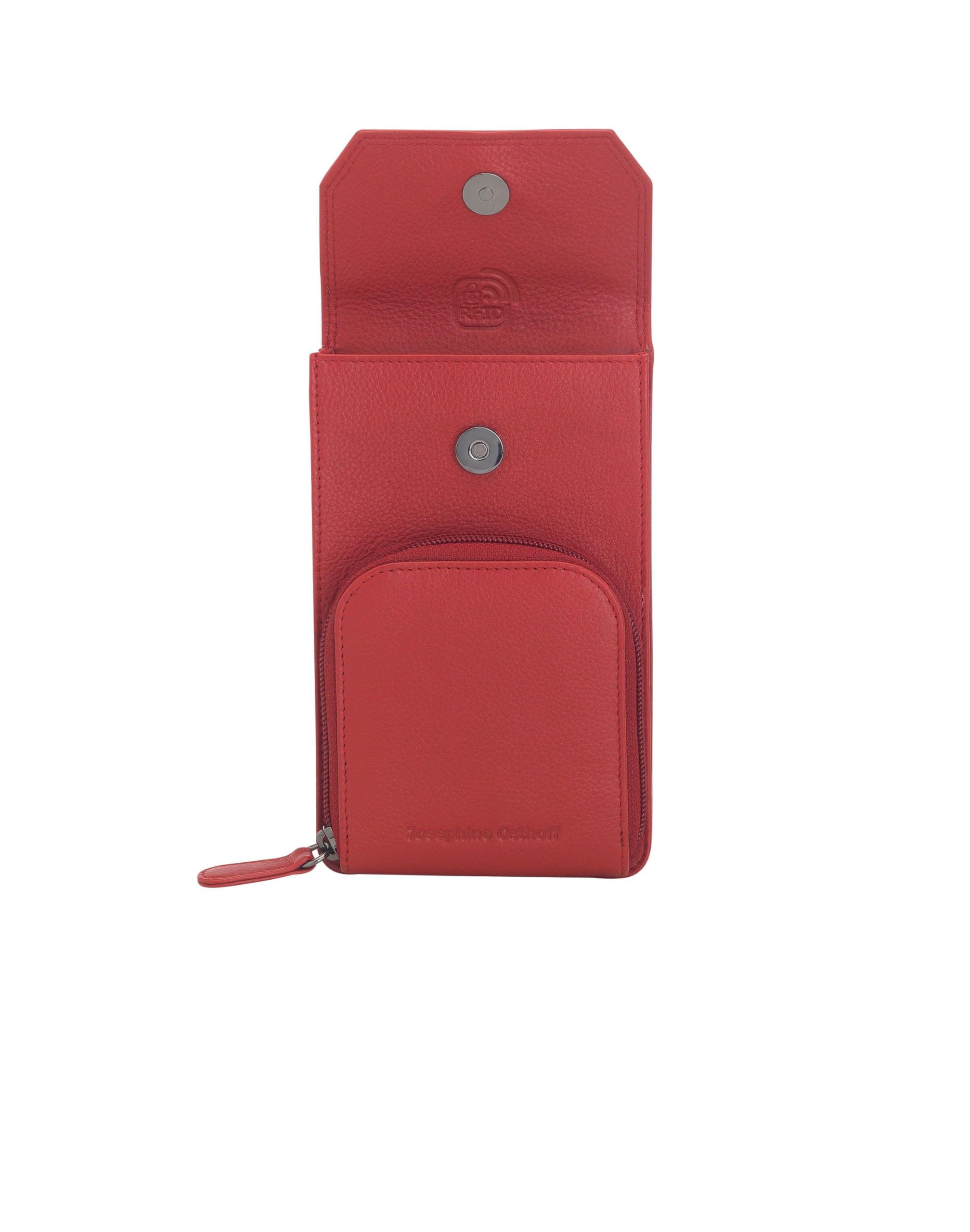 Torebka na telefon komórkowy do zawieszenia damska mała, prawdziwa skóra, torba na ramię na telefon komórkowy, smartfon, torba z ochroną RFID, zamek błyskawiczny Crossbody (100), wiśnia, 17 x 10 x 4 cm