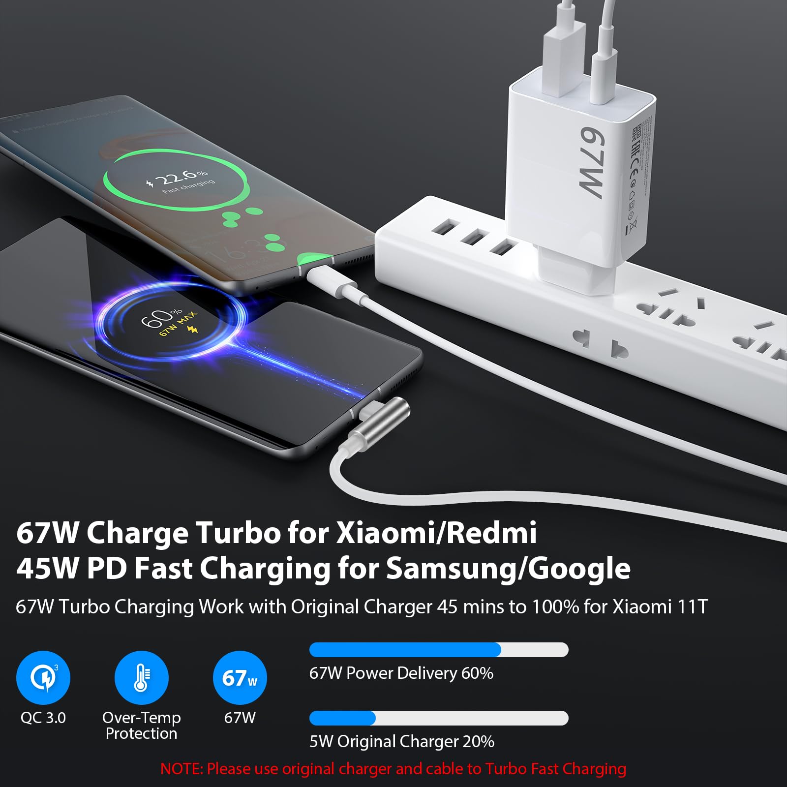 67W TURBOCHARGE Oplader voor Originele Xiaomi 6A USB C Oplaadkabel Voedingsadapter voor Xiaomi Redmi Note 13 13 Pro 12 11 10 9 Poco M6 M5 X6 X5 X4 X3 Mi14 Mi13T Mi13