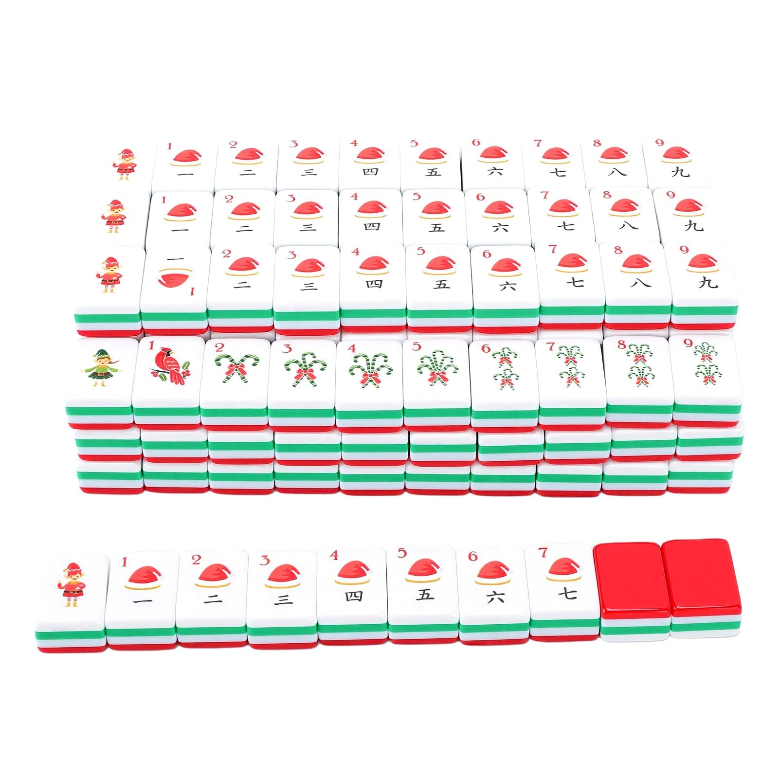 Alomejor Jeu de Mahjong de Noël en Acrylique, Ensemble de Tuiles Festives