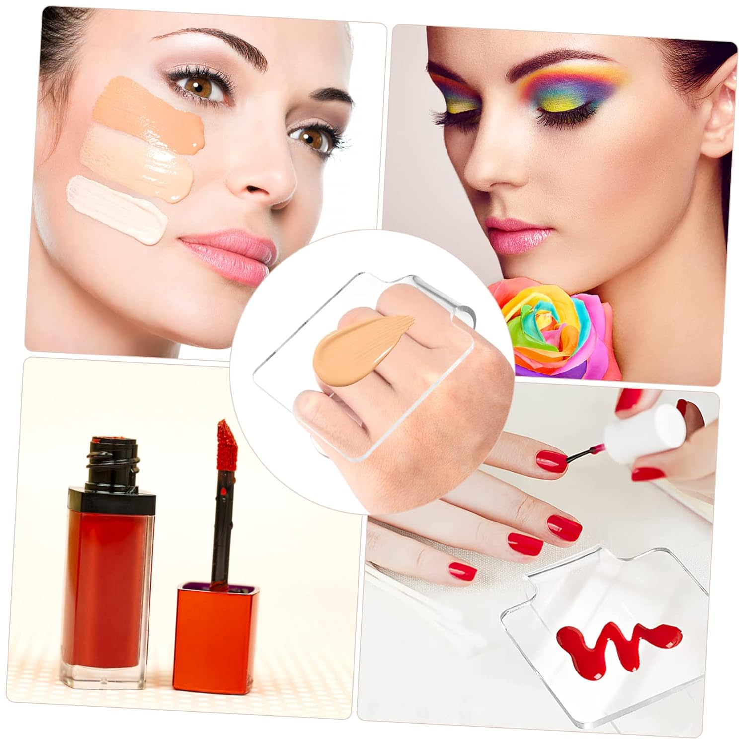 Makeup Mixing Palette Hand Tray Spatula Foundation Palette for Home Salon Use