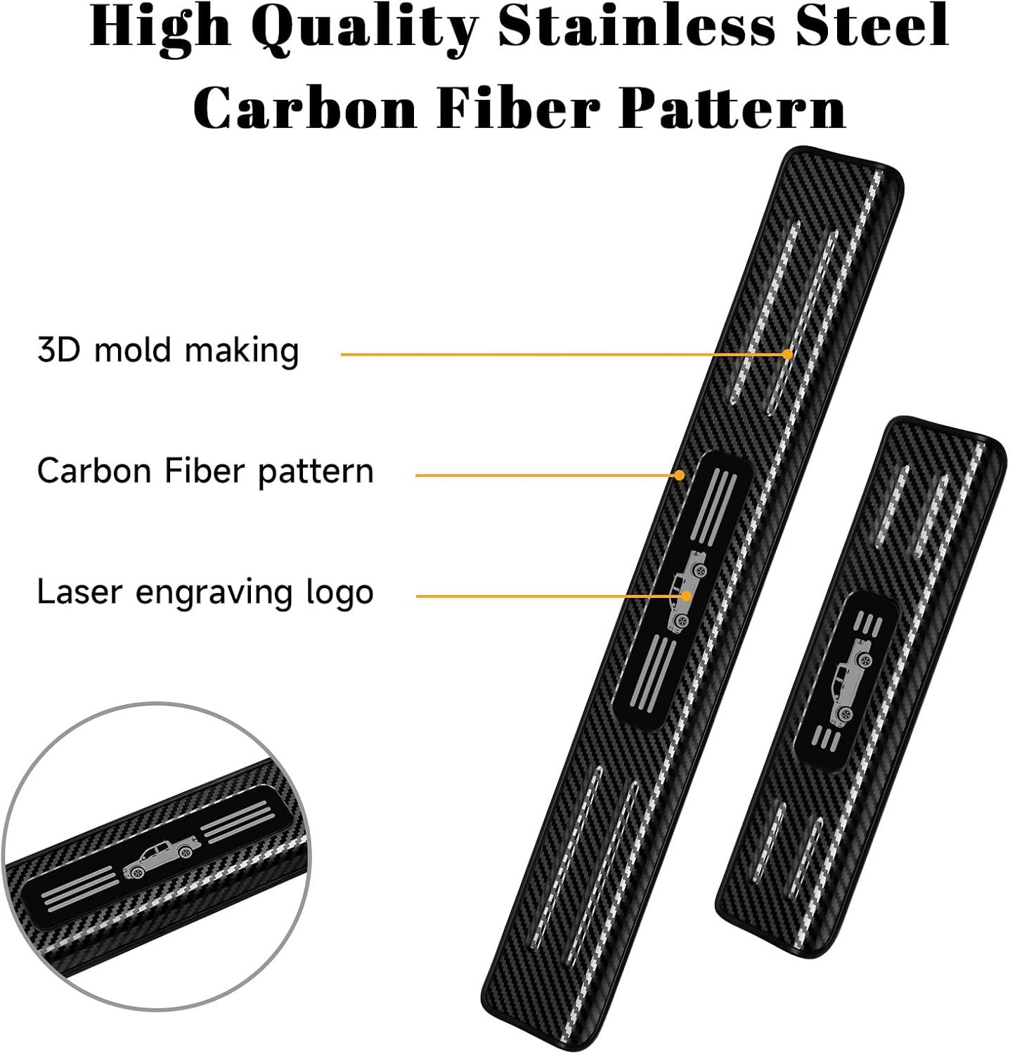 4PCS Car Door Edge Guards Door Sill Protector for Ford 2022-2025 2026 Maverick Accessories Stainless Steel Material Car Door Threshold Protection (Carbon Fiber Texture)