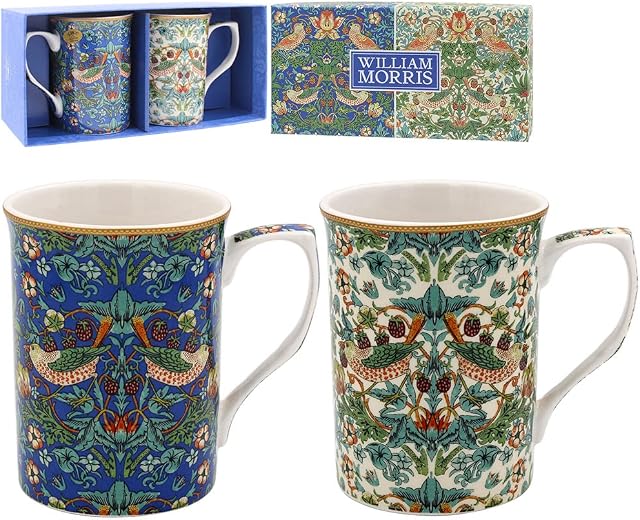 Set of 2 Mugs Boxed - William Morris Strawberry Thief Design