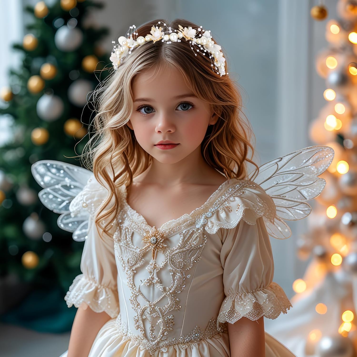 MAQUITA 4 Pcs Flower Girl Headpiece Rhinestone Crystal Wedding Headband Bridal Flower Headband for Girls Baby Hair - Image 6