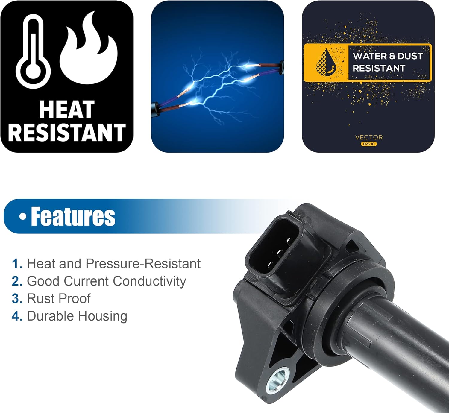 X AUTOHAUX 4pcs Ignition Coil for Honda Civic L4 1.7L 2001-2005 for Honda Pilot 3.5L 2003-2008 for Acura MDX 3.5L 2001-2006 3.7L 2007-2009 C1460 UF-400 UF400 30520-P8E-A00 30520-PGK-A01