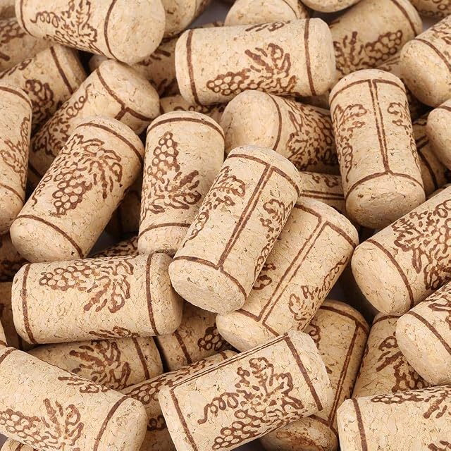 100PCS Wine Corks, Natural Wood, for Wine or Glass Bottle, Good Flexibility, Grape Pattern, Good Sealing Effect, Not Easy to Break, Excellent for Crafting & Decor, One Size