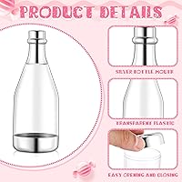 Vista 3 de Gerrii Juego de 60 piezas de contenedores para botellas de champán plateadas, mini botellas de caramelo de champán de plástico, frascos de caramelo
