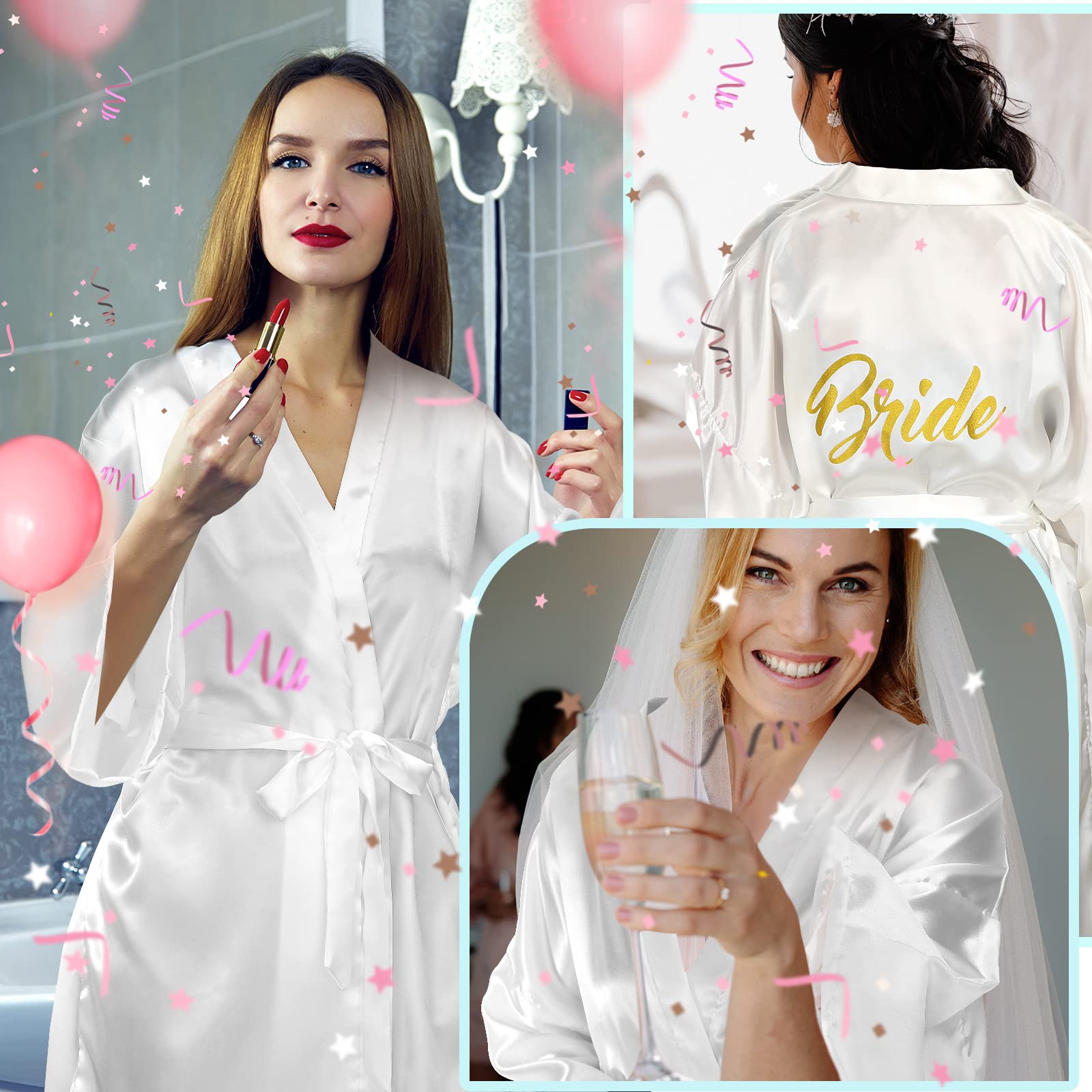 Janmercy 6 batas de dama de honor y novia para boda, regalo de fiesta nupcial