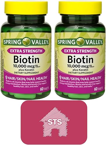 Spring Valley Biotina de 10,000 mcg con queratina, 60 tabletas (paquete de 2) + imán de nevera STS. disponible en Yaxa Colombia