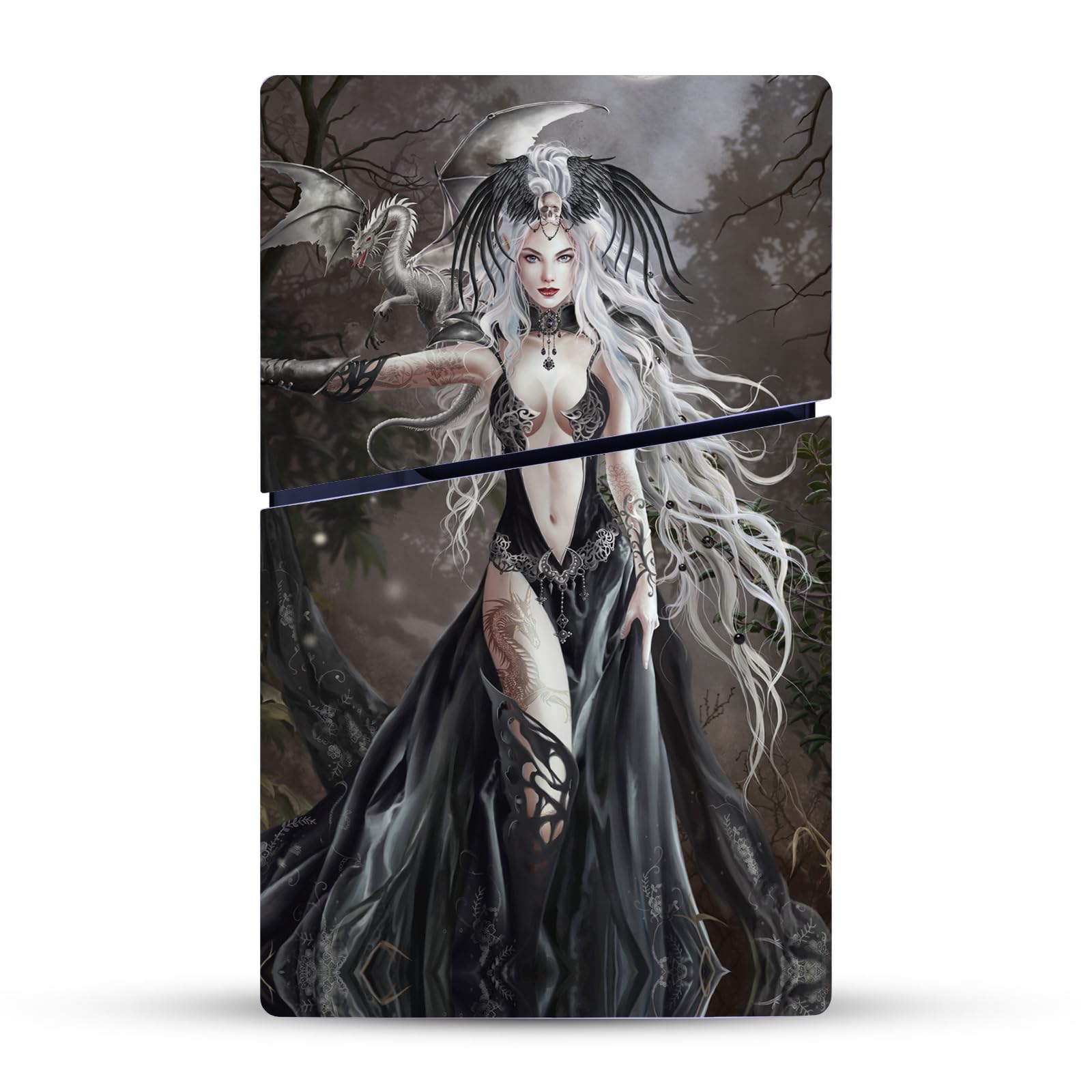 Head Case Designs Licenza Ufficiale Nene Thomas Drago Regina del Teschio del Teschio Gotico Vinile Sticker Gaming Pelle Adesivo Compatibile con Sony Playstation 5 PS5 Slim Disc Edition Console