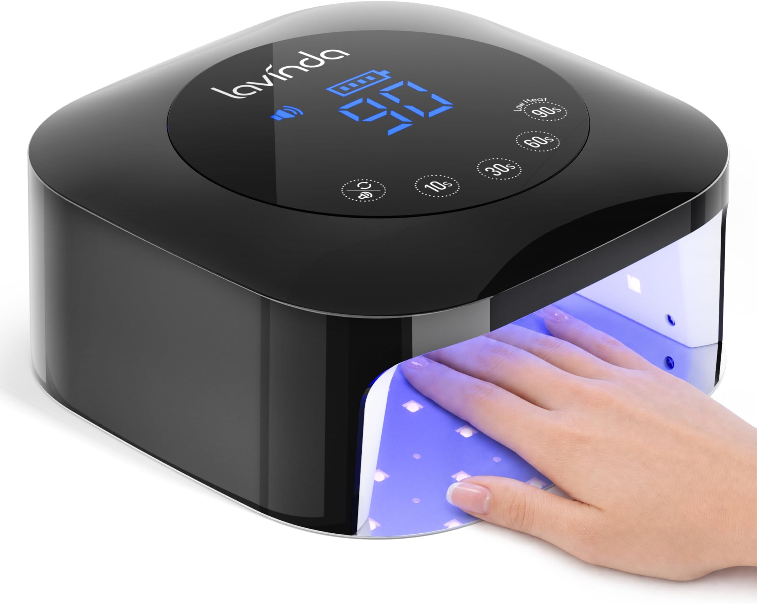 UV Light for Nails, Lavinda UV Nail Lamp 54W Rechargeable Nail Dryer Gel Polish Light with Large Touch Display, Professional Fast Curing Lamp with 4 Timer Setting Auto Sensor for Salon & Home