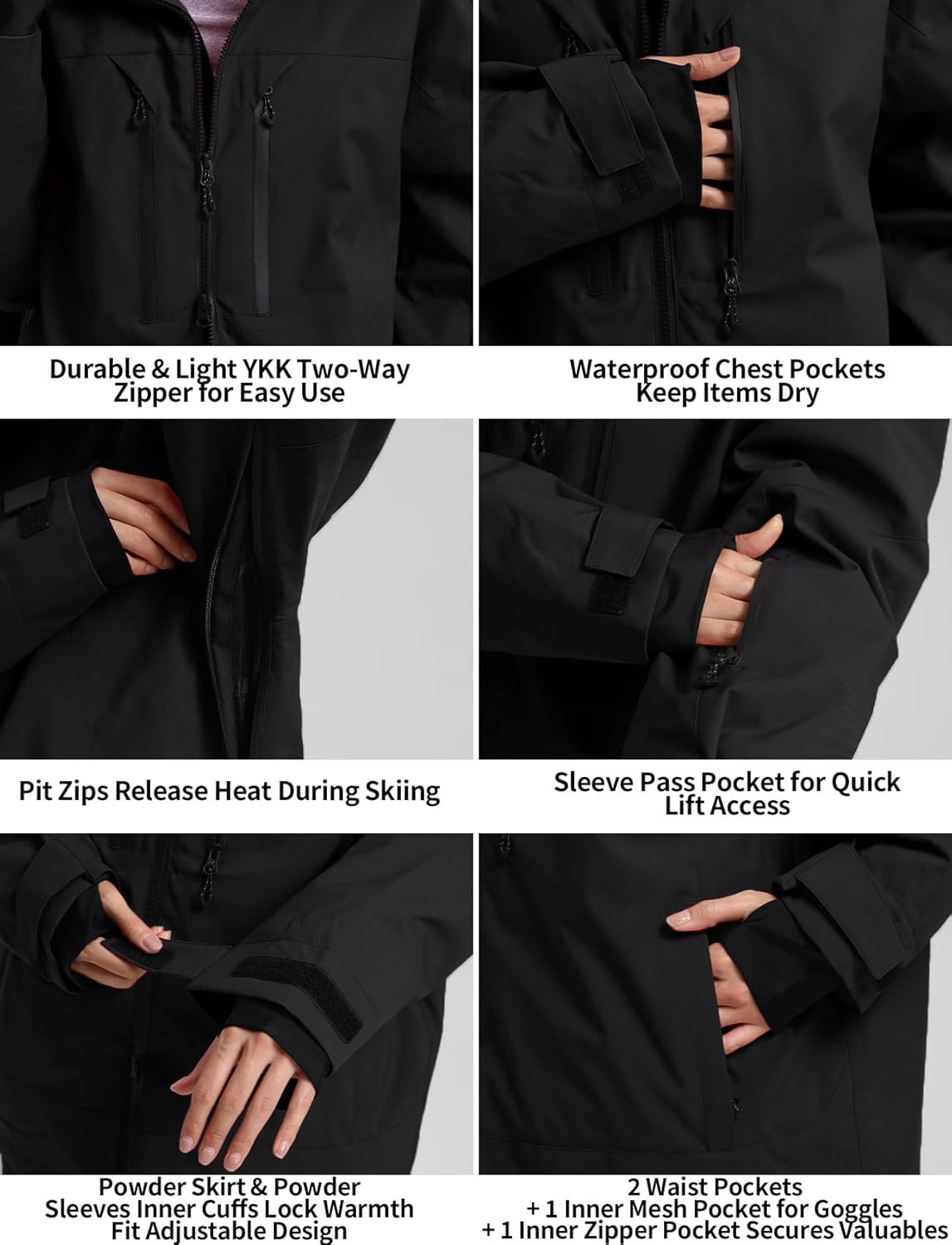 GSOU SNOW Men's Ski Jacket Snowboard Snow Coat Waterproof Windproof Insulated Winter Hooded Snow Sports Outerwear - Image 5