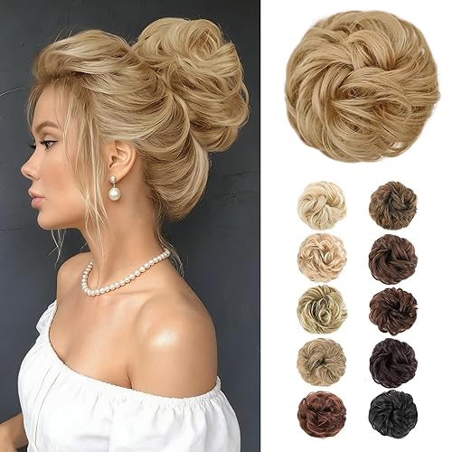 Vista 56 de MORICA Extensión de pelo sintético en forma de moño rizado y ondulado para mujeres (85H6A)