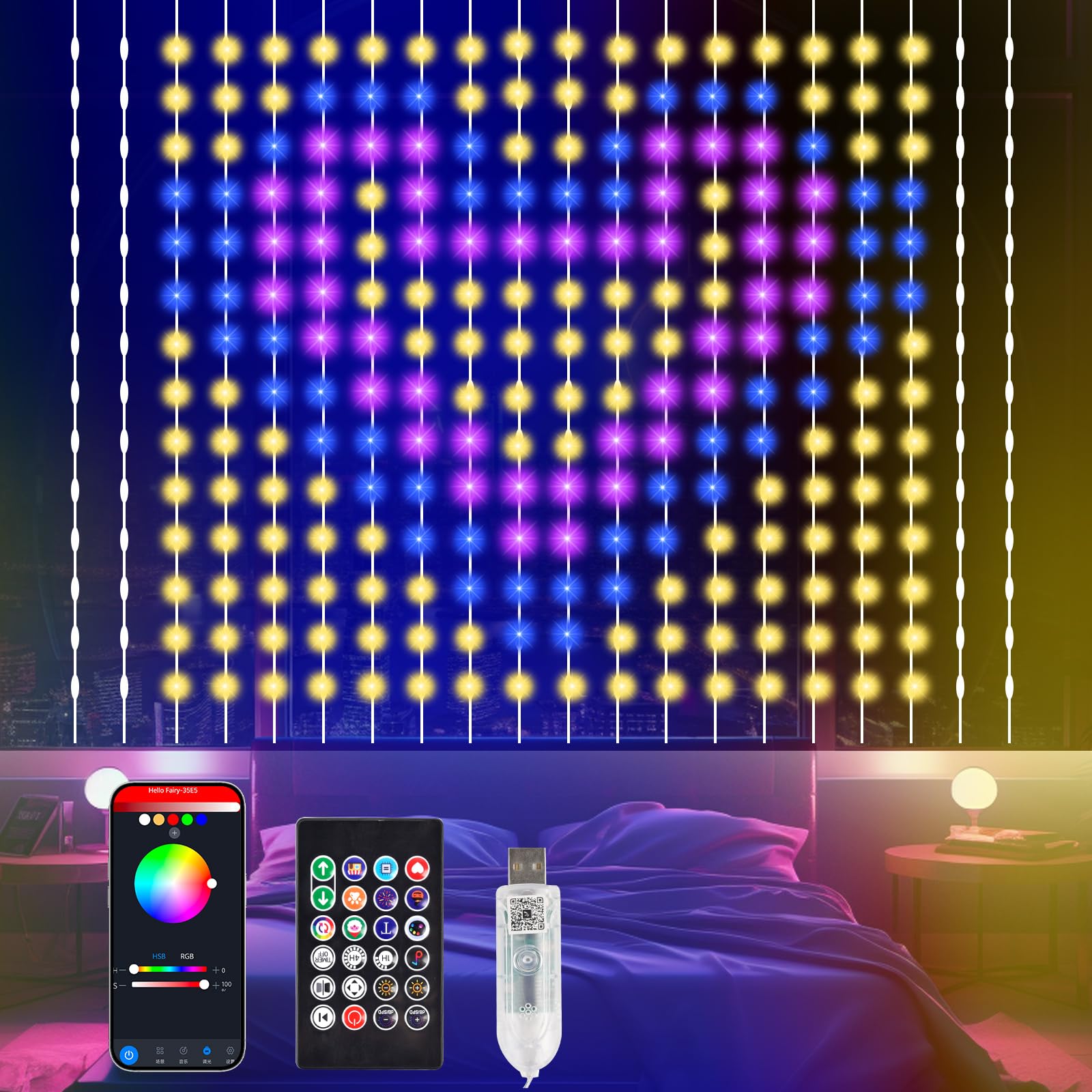 Cadena de luces inteligentes para cortinas