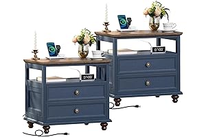 Farmhouse Wood Nightstand Set of 2