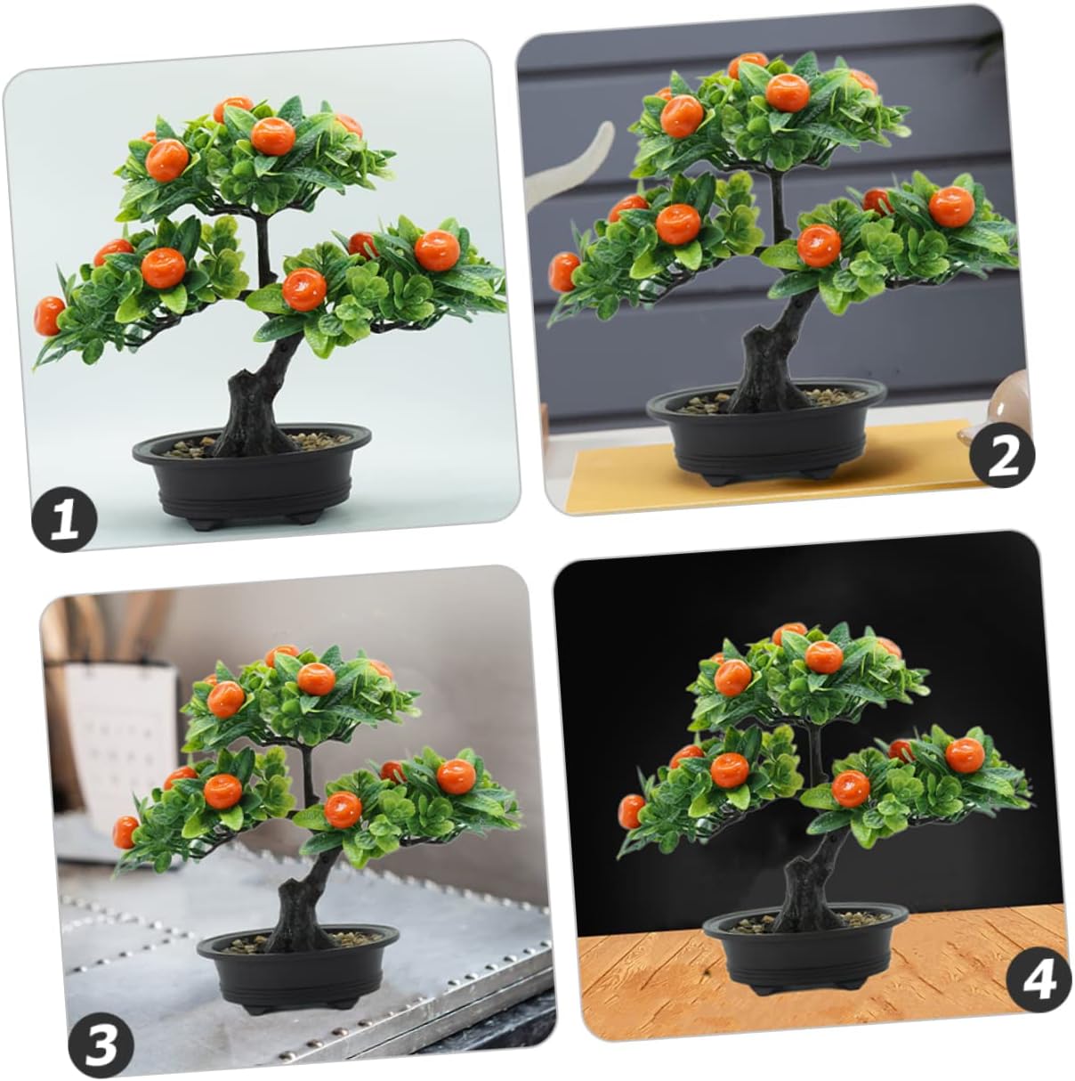 2pcs Faux Fruit Tree Realistic Bonsai Decoration Artificial Plants for Home Decor Potted Simulation Ornament for Table Centerpiece and Party Decoration