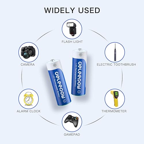 Miniatura 7 de Deleepow AA Nimh - Baterías recargables de 3300 mAh Nimh AA 1200 ciclos, 1.2 V, paquete de 24 (no incluye cargador)