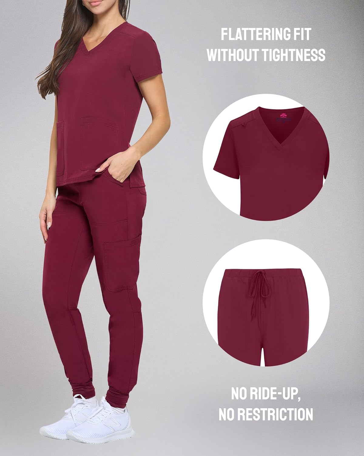 Natural Uniforms Womens Essential Cool Stretch Jogger Scrub Set with Regular and Petite Sizes - Image 4