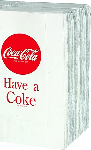 Miniatura 3 de Tablecraft CC380 Coca-Cola Logo Servilletas Impresas, Matrimoniales, Rojo