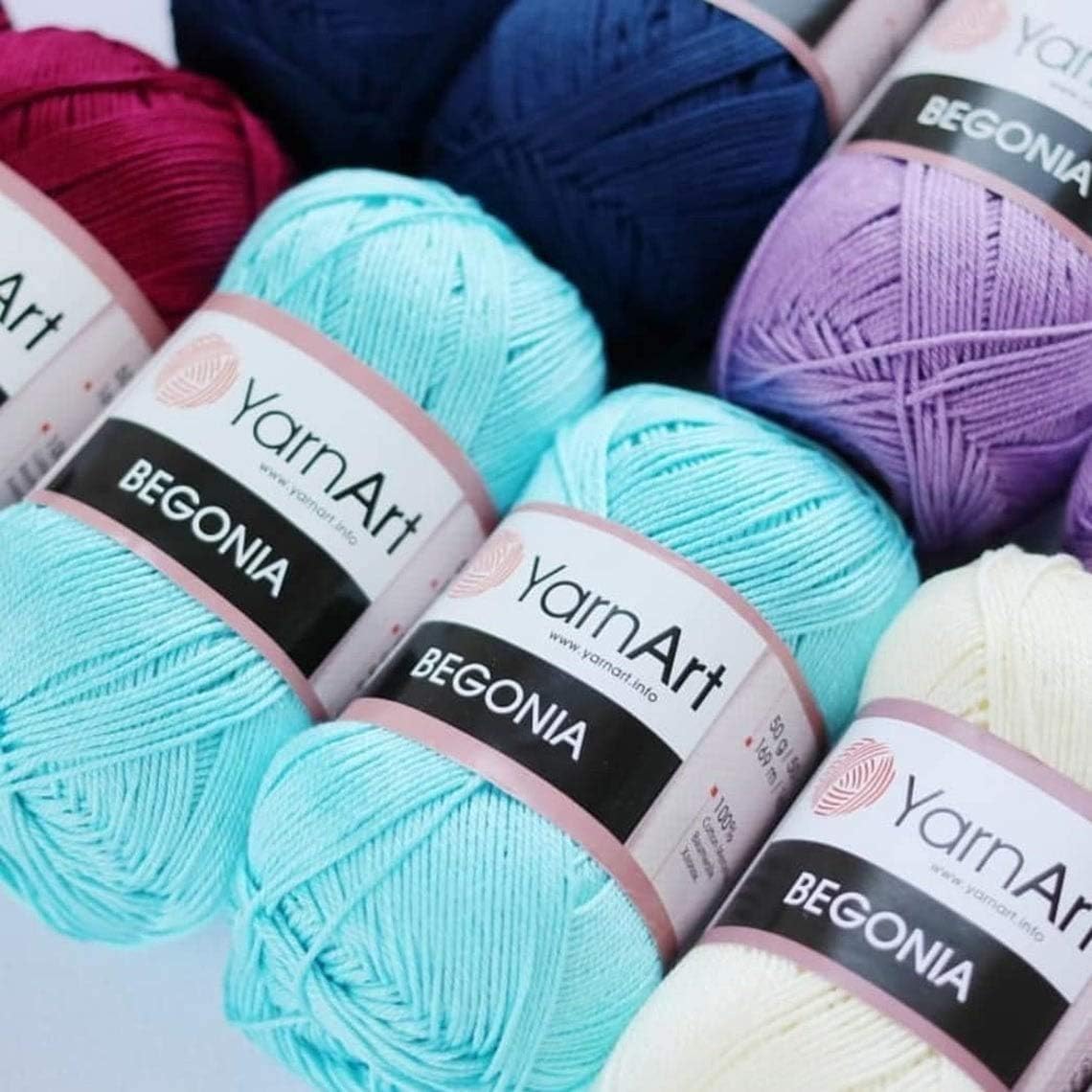 Yarn Art Begonia 100% Mercerized Cotton, Lot of 5 Skein (Pack),Total 8.8 Oz. Each 1.76 Oz (50g) / 185 Yrds (169m), Fine Sport:2 (0066)