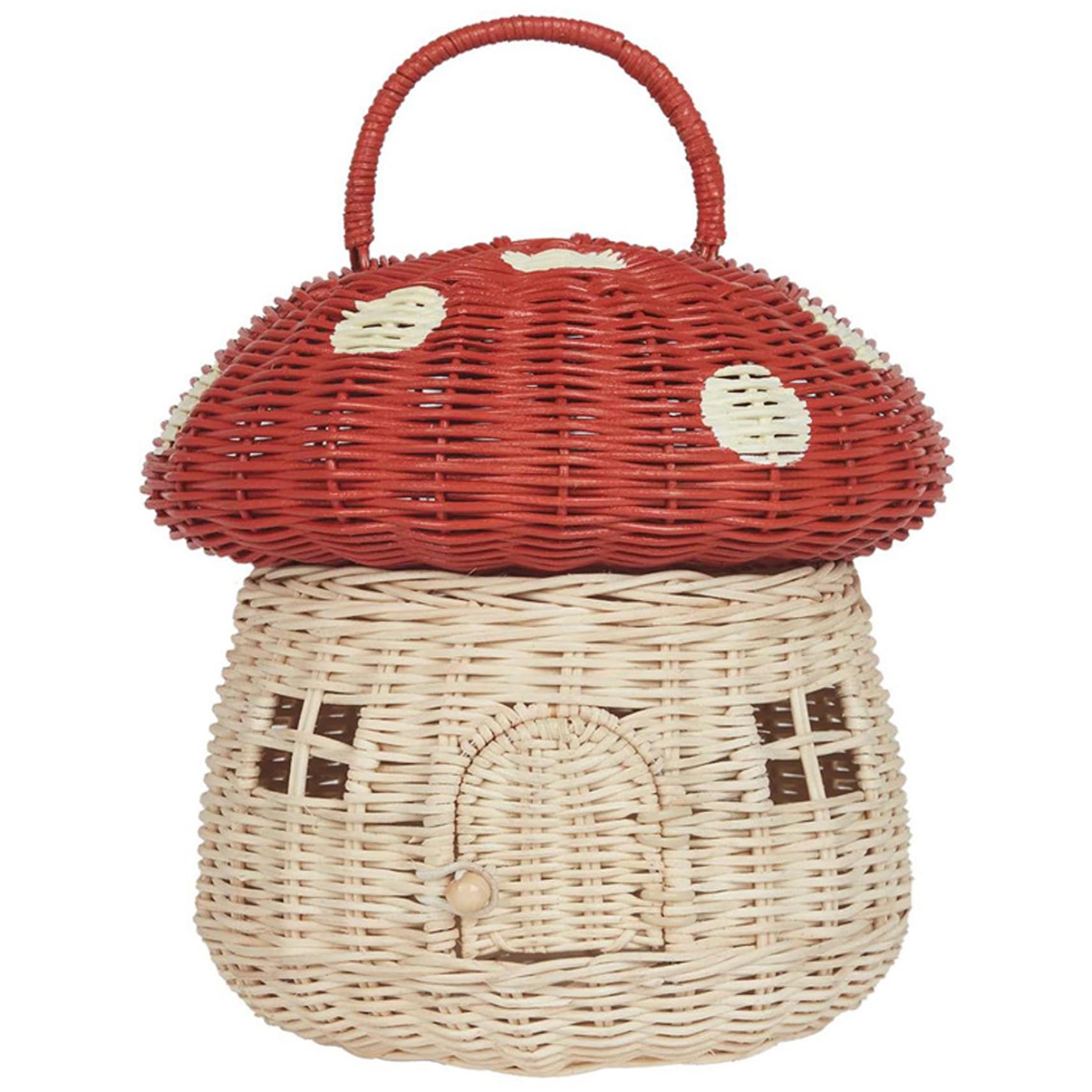 Panier à champignons en rotin en forme de maison pour balade en famille