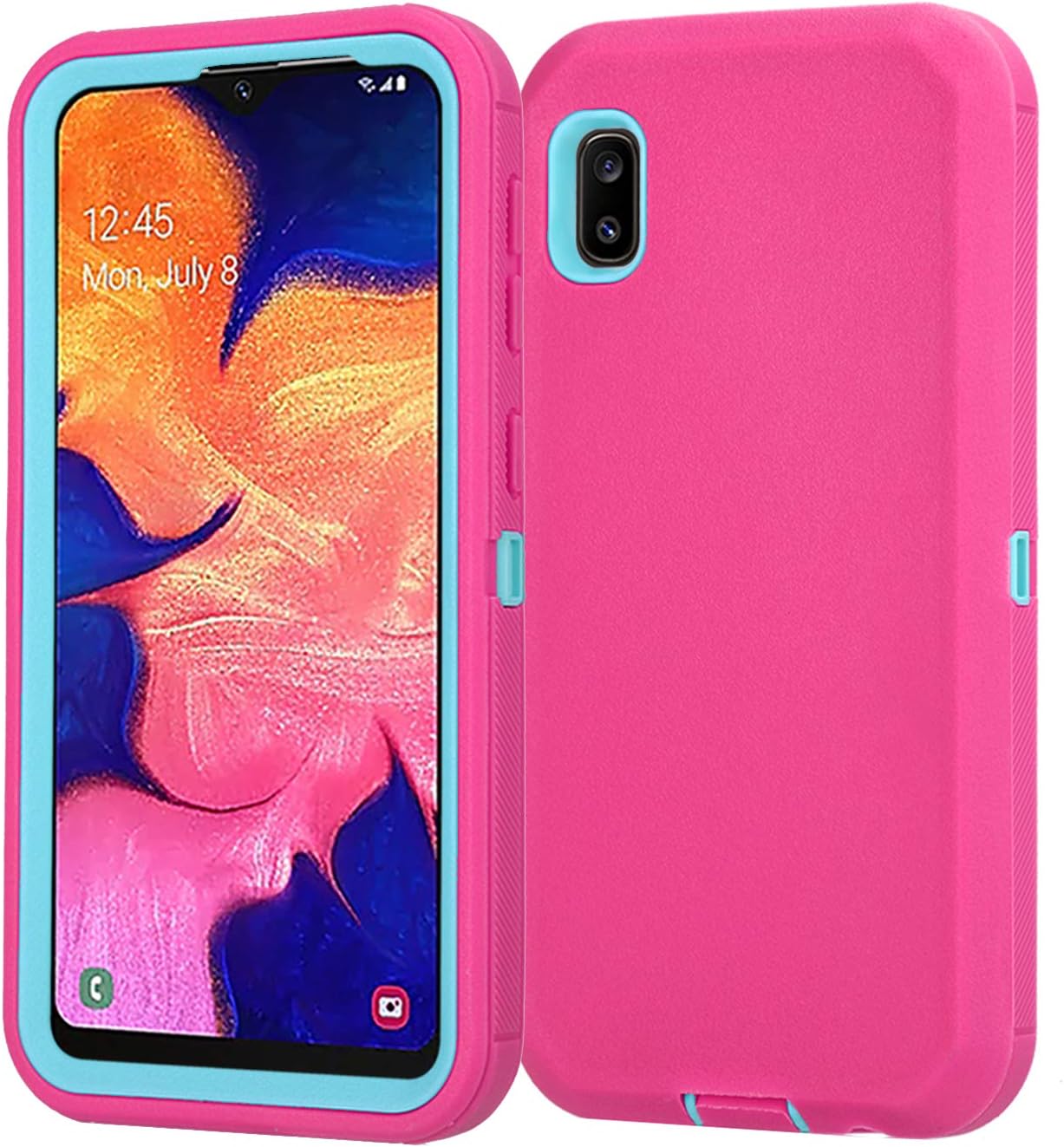 Aimoll-88 Galaxy A10E Case, with [Built-in Screen Protector] Tri-Layer Heavy Duty Full-Body Shock Absorption Cover for Samsung Galaxy A10E Rose/Mint